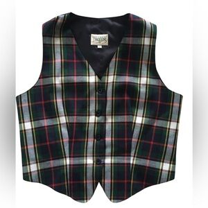 Vintage Plaid Vest Academia Preppy Tartan Button-Up Northern Traditions 90s L